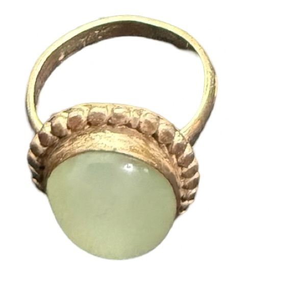 Jewelry - Vintage Sterling Silver Navajo Green Flourite Cabochon Oval Ring Sz 8 $229